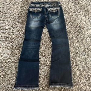 Sound girl low rise bootcut dark blue sequin embroidered jeans